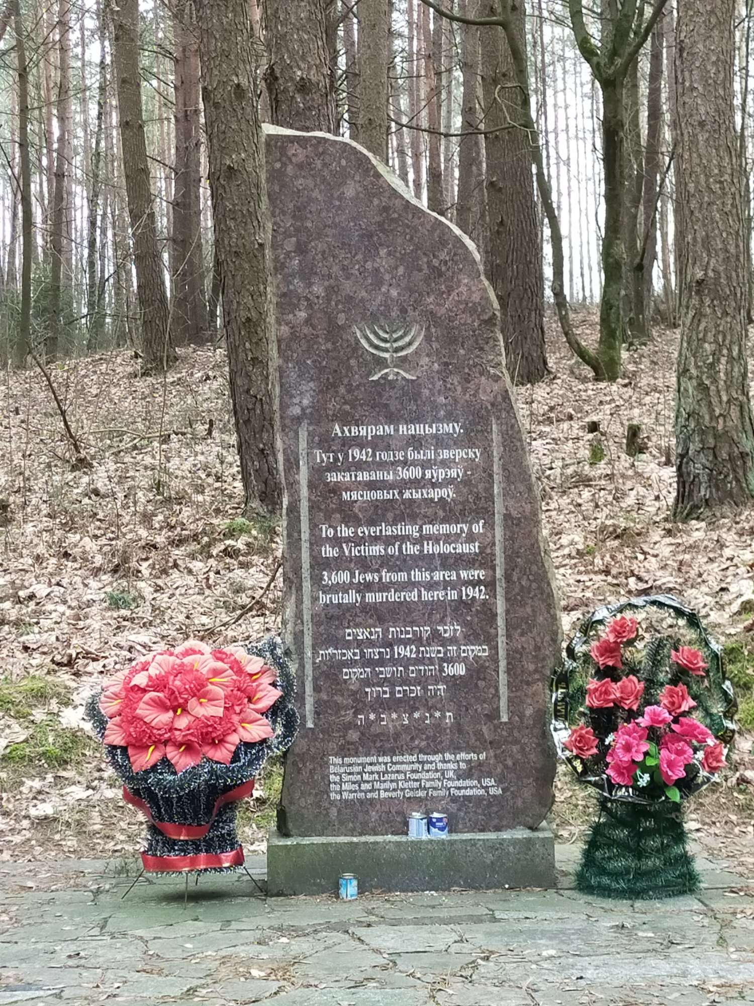 Памятник на месте массового уничтожения мирных жителей в урочище Поповские горы, расположенная в д. Молчадь, Барановичский район, Брестская область